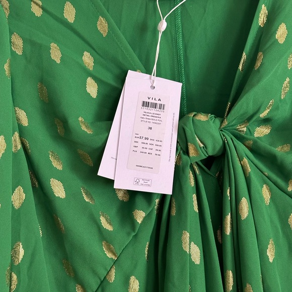 VILA Green Dress with Gold Accents - Picture 7 of 9